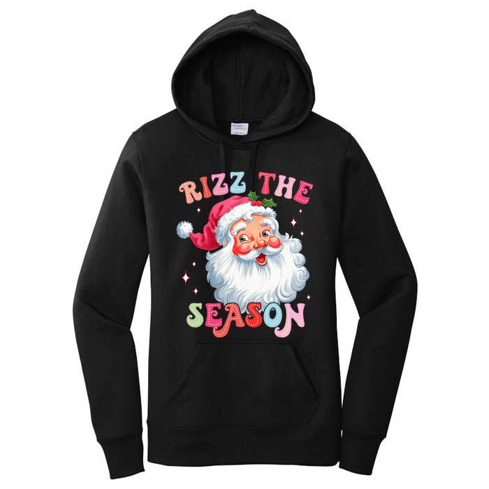 Rizz The Season Funny Christmas Santa Claus Rizzler Women's Pullover Hoodie