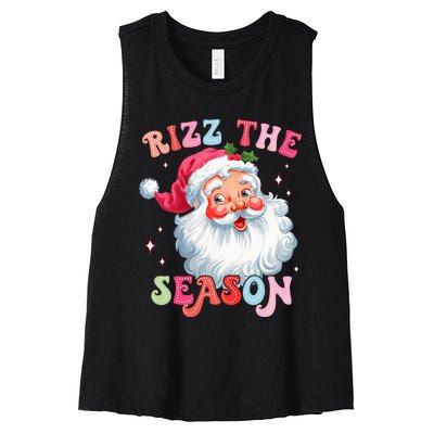 Rizz The Season Funny Christmas Santa Claus Rizzler Women's Racerback Cropped Tank