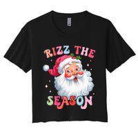 Rizz The Season Funny Christmas Santa Claus Rizzler Women's Crop Top Tee