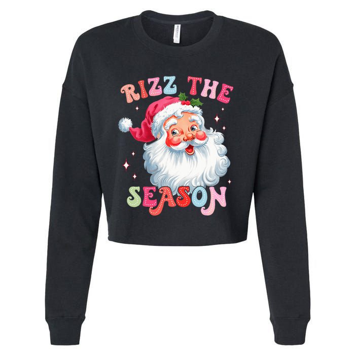 Rizz The Season Funny Christmas Santa Claus Rizzler Cropped Pullover Crew