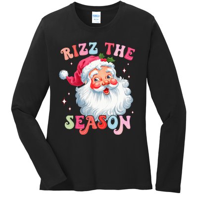 Rizz The Season Funny Christmas Santa Claus Rizzler Ladies Long Sleeve Shirt