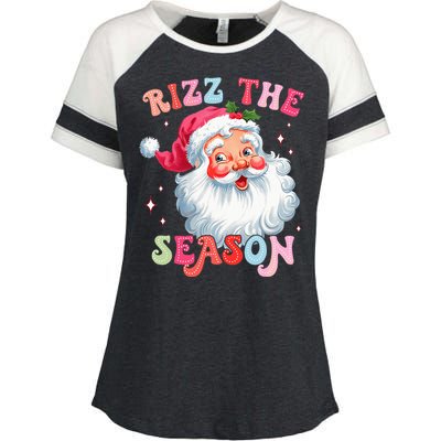 Rizz The Season Funny Christmas Santa Claus Rizzler Enza Ladies Jersey Colorblock Tee