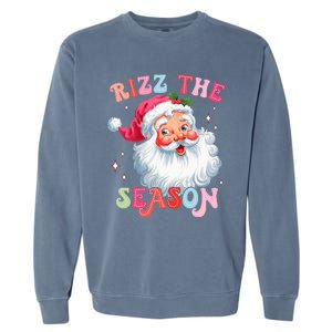 Rizz The Season Funny Christmas Santa Claus Rizzler Garment-Dyed Sweatshirt