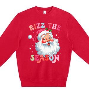 Rizz The Season Funny Christmas Santa Claus Rizzler Premium Crewneck Sweatshirt