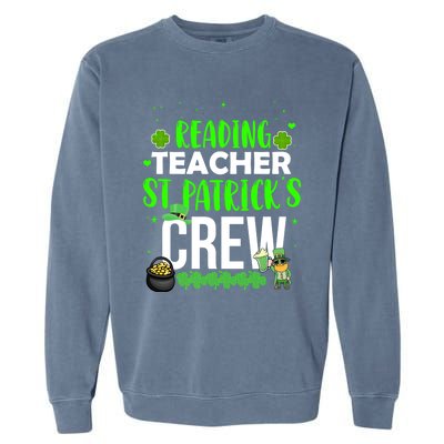 Reading Teacher St Patrick's Crew Funny Matching Costume Gift Garment-Dyed Sweatshirt