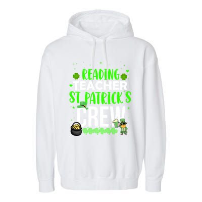 Reading Teacher St Patrick's Crew Funny Matching Costume Gift Garment-Dyed Fleece Hoodie