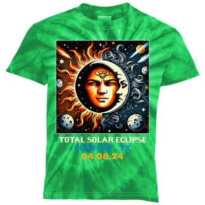 Retro Total Solar Eclipse Comfort Texas Kids Tie-Dye T-Shirt