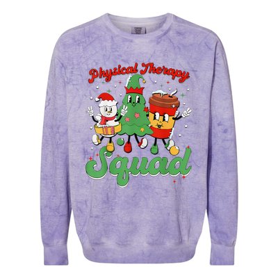 Retro Therapy Squad Christmas Tree Snowman Coffee Latte Colorblast Crewneck Sweatshirt