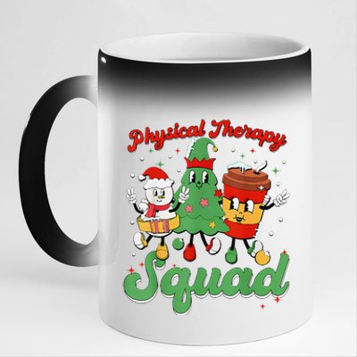 Retro Therapy Squad Christmas Tree Snowman Coffee Latte 11oz Black Color Changing Mug