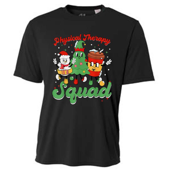 Retro Therapy Squad Christmas Tree Snowman Coffee Latte Cooling Performance Crew T-Shirt