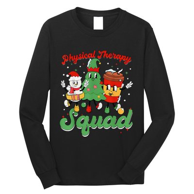 Retro Therapy Squad Christmas Tree Snowman Coffee Latte Long Sleeve Shirt