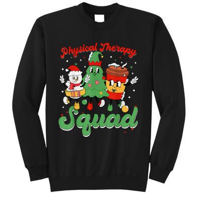 Retro Therapy Squad Christmas Tree Snowman Coffee Latte Sweatshirt