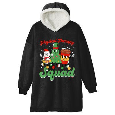 Retro Therapy Squad Christmas Tree Snowman Coffee Latte Hooded Wearable Blanket