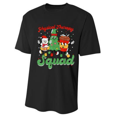 Retro Therapy Squad Christmas Tree Snowman Coffee Latte Performance Sprint T-Shirt