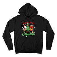 Retro Therapy Squad Christmas Tree Snowman Coffee Latte Tall Hoodie