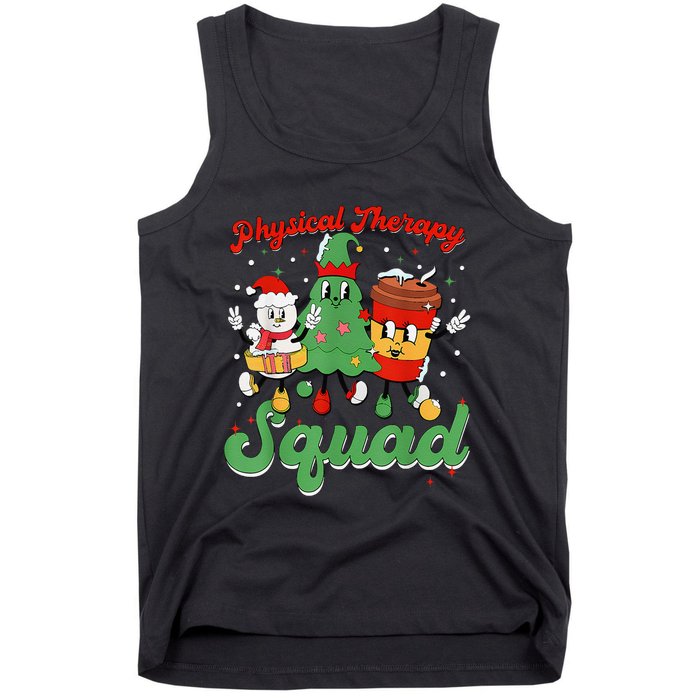 Retro Therapy Squad Christmas Tree Snowman Coffee Latte Tank Top