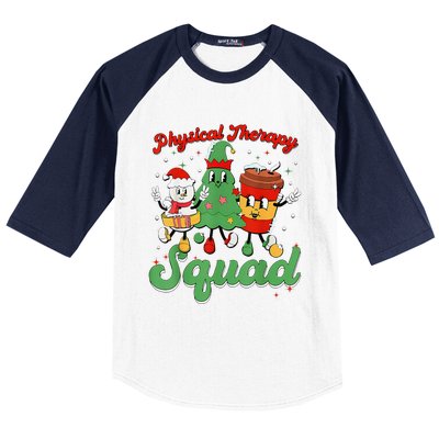 Retro Therapy Squad Christmas Tree Snowman Coffee Latte Baseball Sleeve Shirt