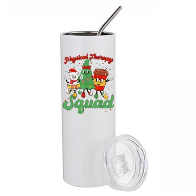 Retro Therapy Squad Christmas Tree Snowman Coffee Latte Stainless Steel Tumbler