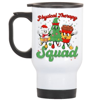 Retro Therapy Squad Christmas Tree Snowman Coffee Latte Stainless Steel Travel Mug