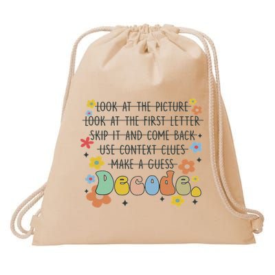Reading Teacher Science Of Reading Literacy Groovy Decode Drawstring Bag