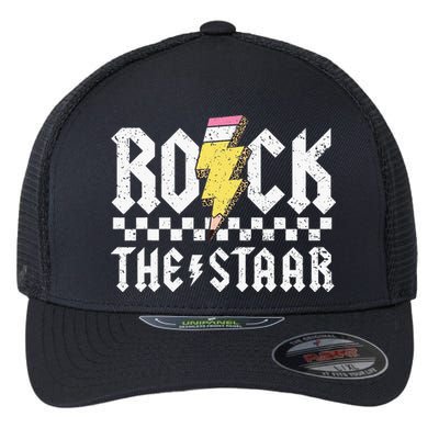 Rock The Staar Motivational Testing Day For Teacher Student Flexfit Unipanel Trucker Cap