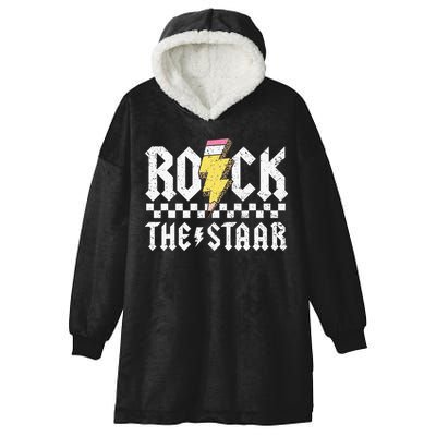Rock The Staar Motivational Testing Day For Teacher Student Hooded Wearable Blanket