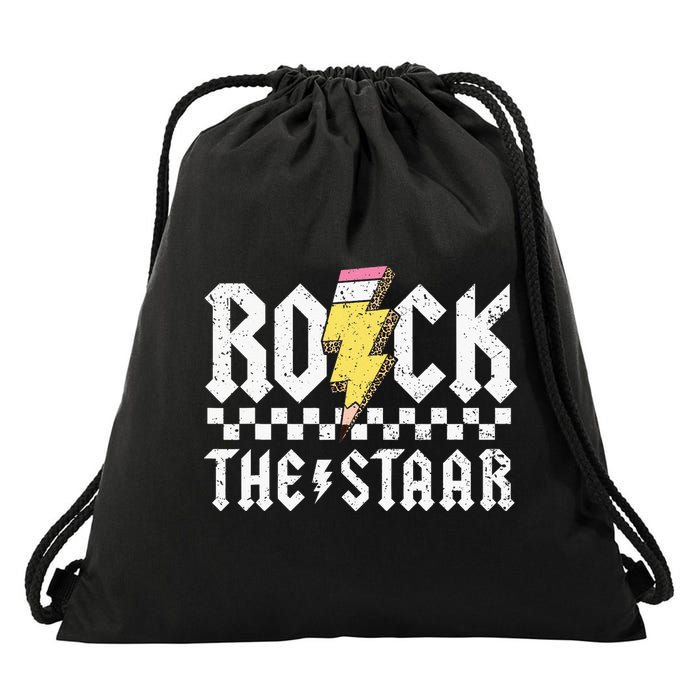 Rock The Staar Motivational Testing Day For Teacher Student Drawstring Bag