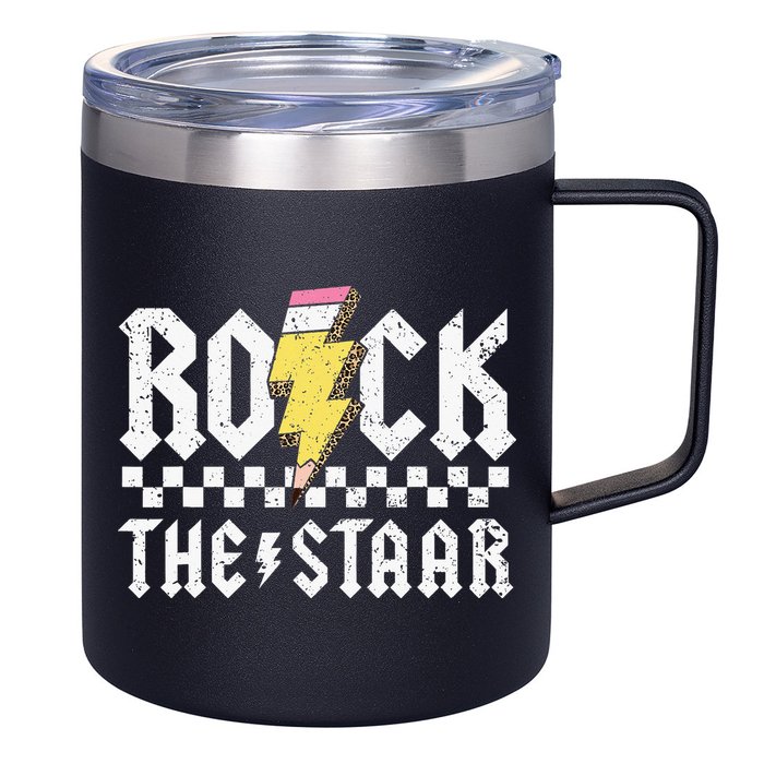 Rock The Staar Motivational Testing Day For Teacher Student 12oz Stainless Steel Coffee Mug