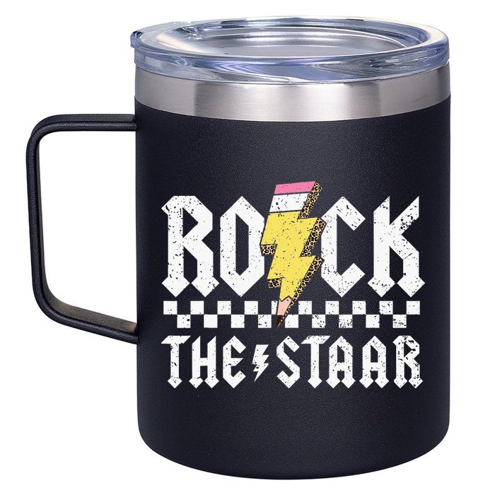 Rock The Staar Motivational Testing Day For Teacher Student 12oz Stainless Steel Coffee Mug