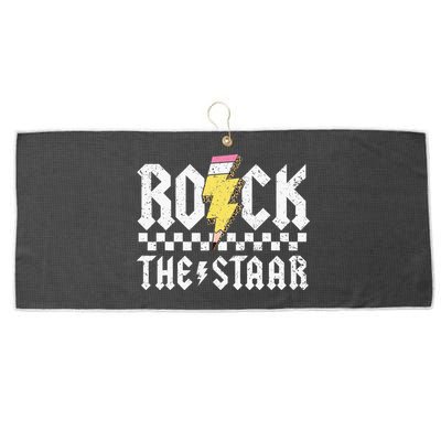 Rock The Staar Motivational Testing Day For Teacher Student Large Microfiber Waffle Golf Towel
