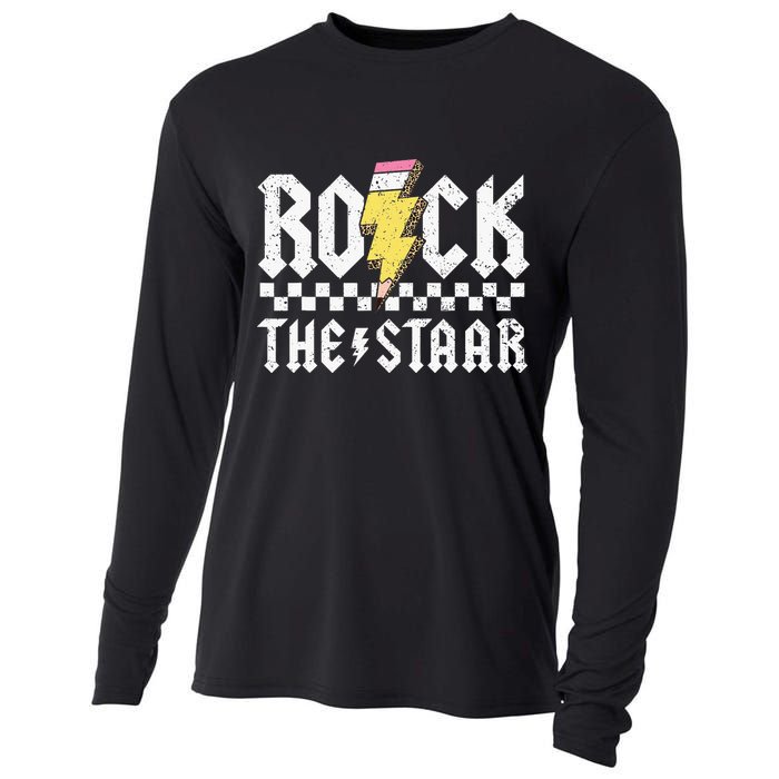 Rock The Staar Motivational Testing Day For Teacher Student Cooling Performance Long Sleeve Crew