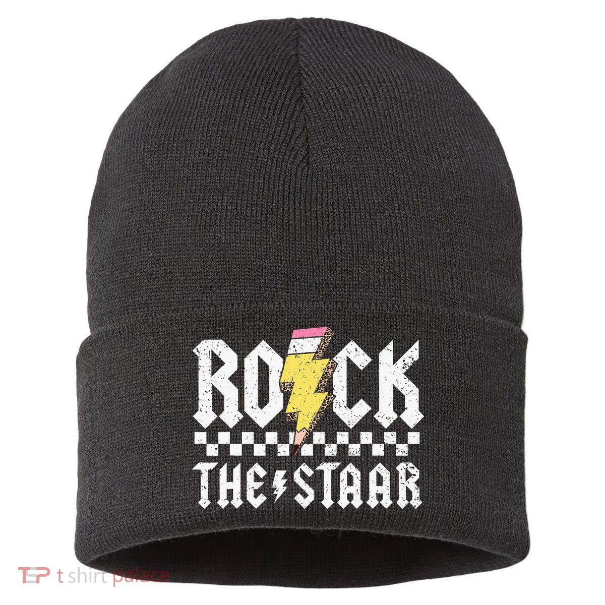 Rock The Staar Motivational Testing Day For Teacher Student Sustainable Knit Beanie
