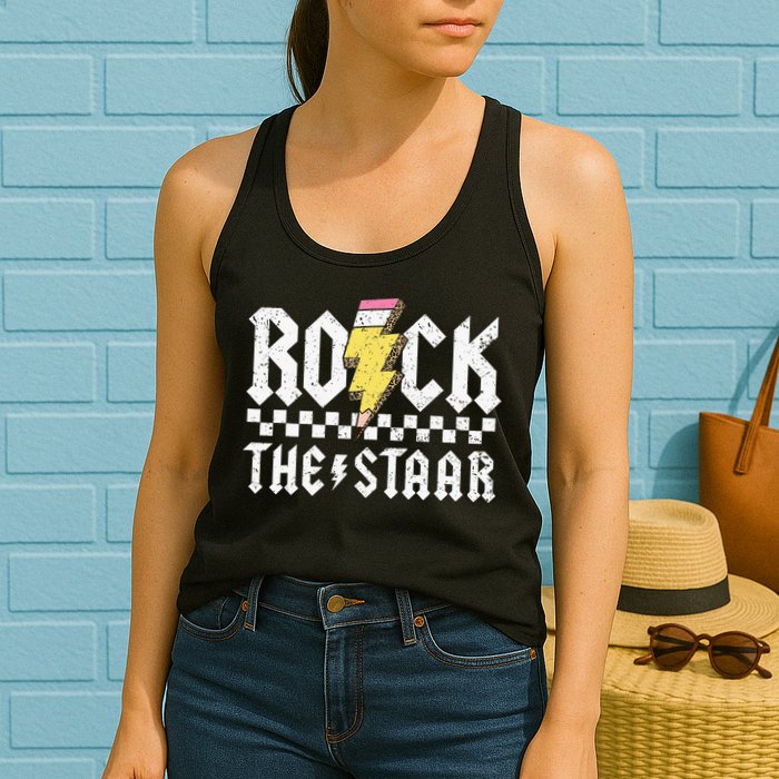 Rock The Staar Motivational Testing Day For Teacher Student Womens Tank Top