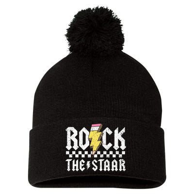 Rock The Staar Motivational Testing Day For Teacher Student Pom Pom 12in Knit Beanie