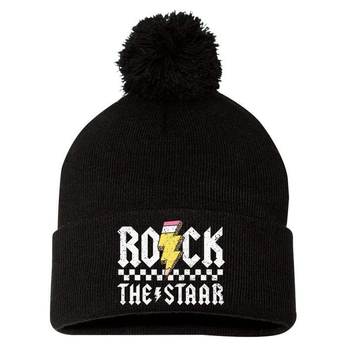 Rock The Staar Motivational Testing Day For Teacher Student Pom Pom 12in Knit Beanie
