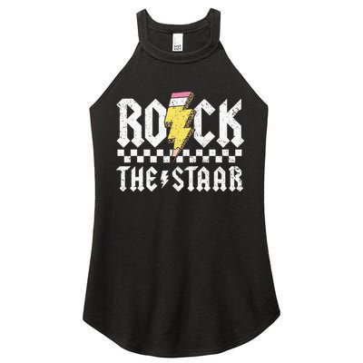 Rock The Staar Motivational Testing Day For Teacher Student Women's Perfect Tri Rocker Tank