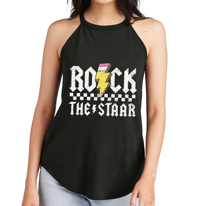 Rock The Staar Motivational Testing Day For Teacher Student Women's Perfect Tri Rocker Tank