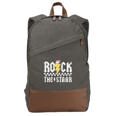 Rock The Staar Motivational Testing Day For Teacher Student Cotton Canvas Backpack