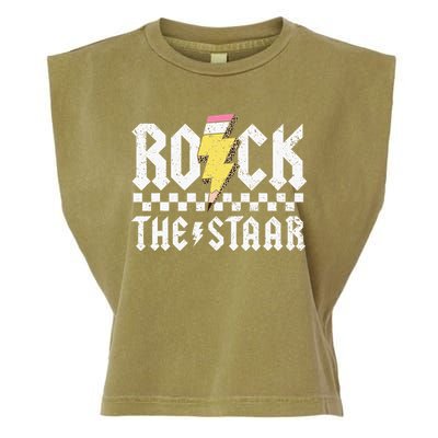 Rock The Staar Motivational Testing Day For Teacher Student Garment-Dyed Women's Muscle Tee