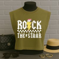 Rock The Staar Motivational Testing Day For Teacher Student Garment-Dyed Women's Muscle Tee