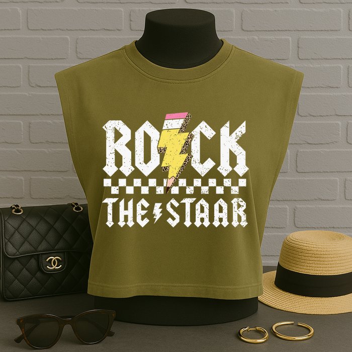 Rock The Staar Motivational Testing Day For Teacher Student Garment-Dyed Women's Muscle Tee
