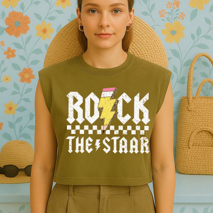 Rock The Staar Motivational Testing Day For Teacher Student Garment-Dyed Women's Muscle Tee