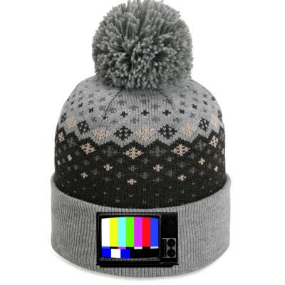 Retro TV Screen Colored Lines The Baniff Cuffed Pom Beanie