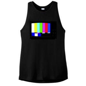 Retro TV Screen Colored Lines Ladies PosiCharge Tri-Blend Wicking Tank