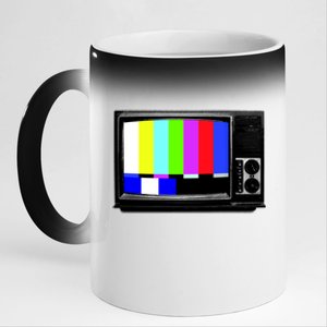 Retro TV Screen Colored Lines 11oz Black Color Changing Mug