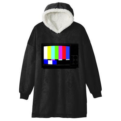 Retro TV Screen Colored Lines Hooded Wearable Blanket