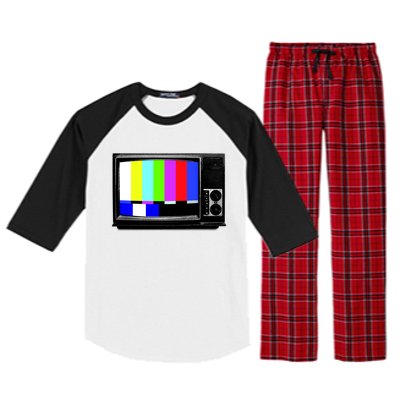 Retro TV Screen Colored Lines Raglan Sleeve Pajama Set