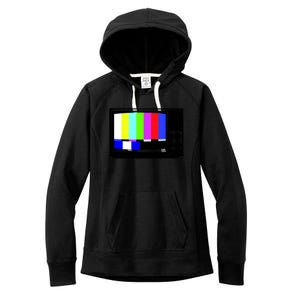 Retro TV Screen Colored Lines Women's Fleece Hoodie