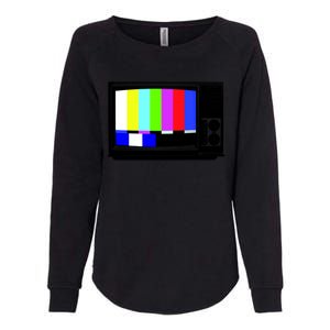 Retro TV Screen Colored Lines Womens California Wash Sweatshirt