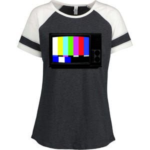 Retro TV Screen Colored Lines Enza Ladies Jersey Colorblock Tee